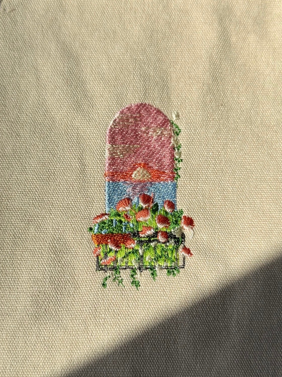 夕日のベランダ