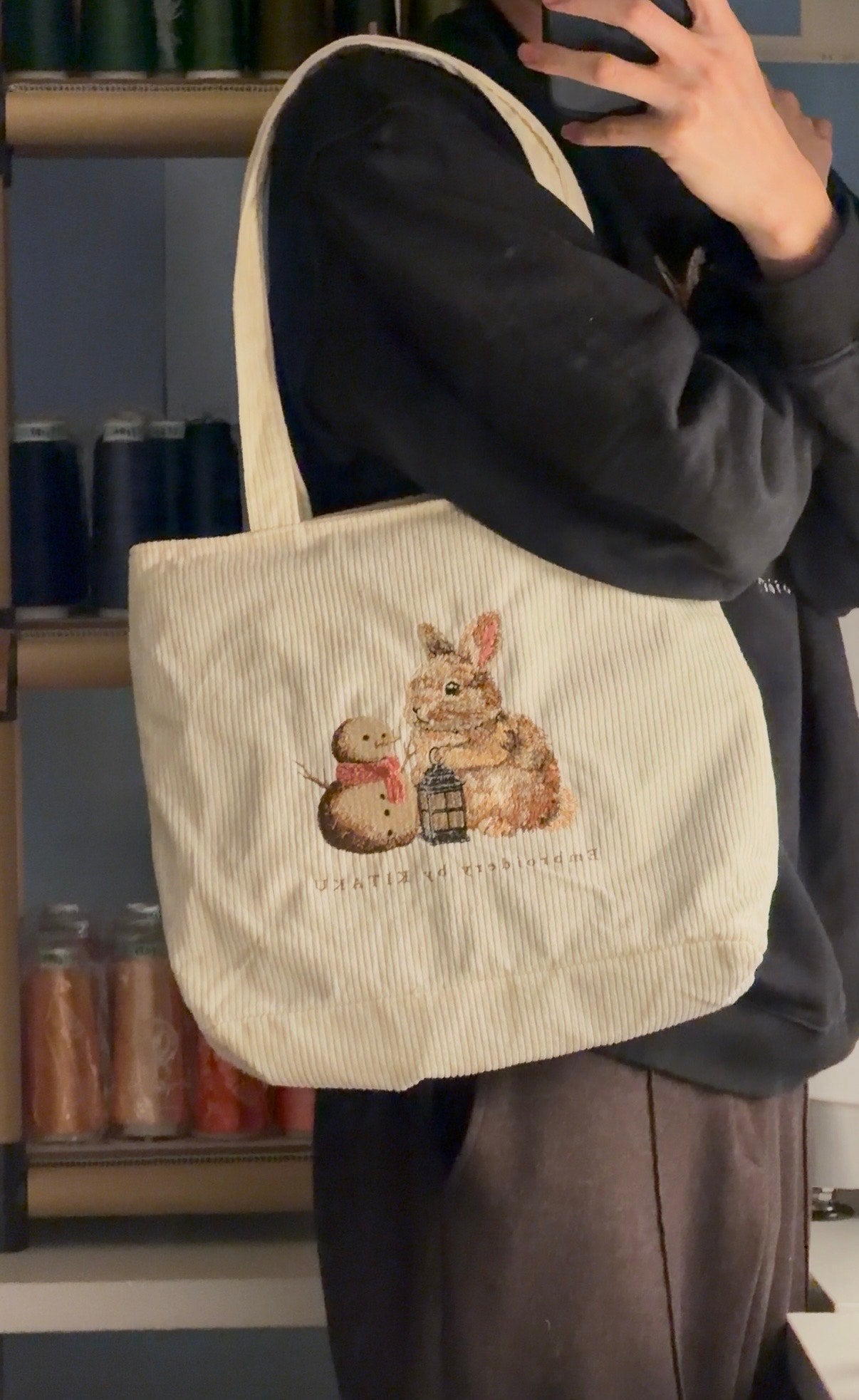 雪うさぎのトートバッグ