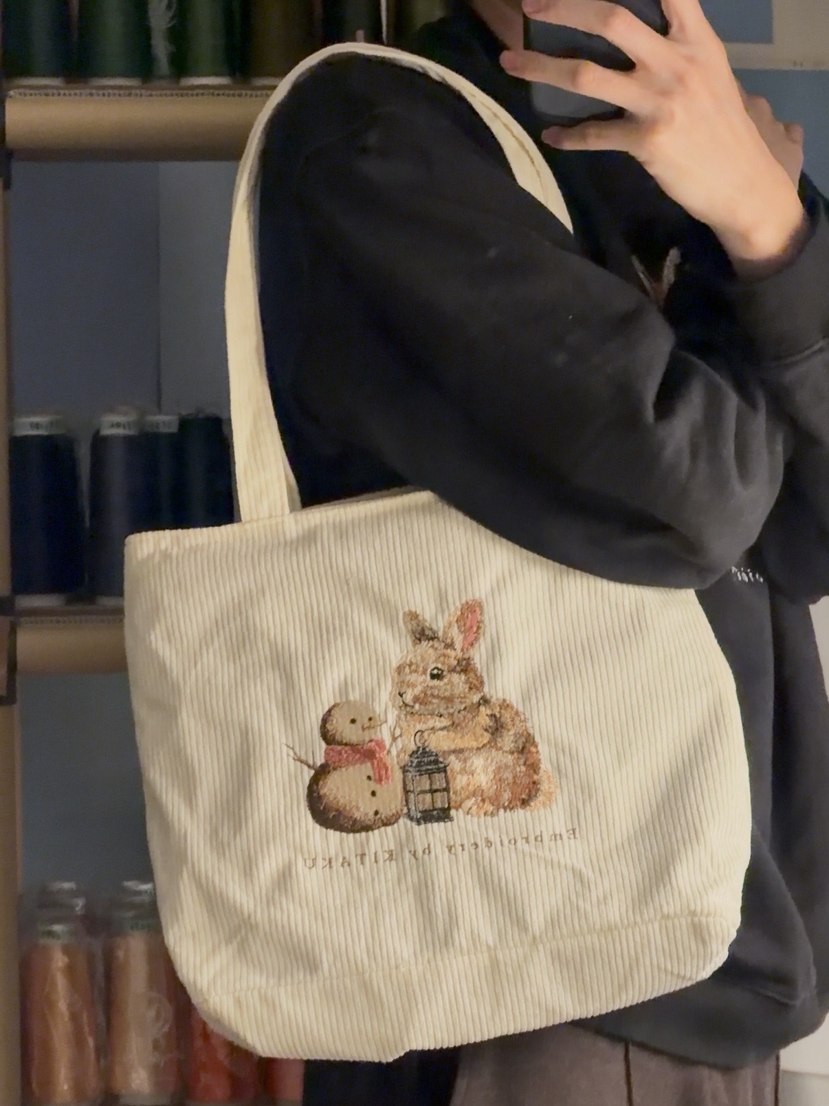 雪うさぎのトートバッグ